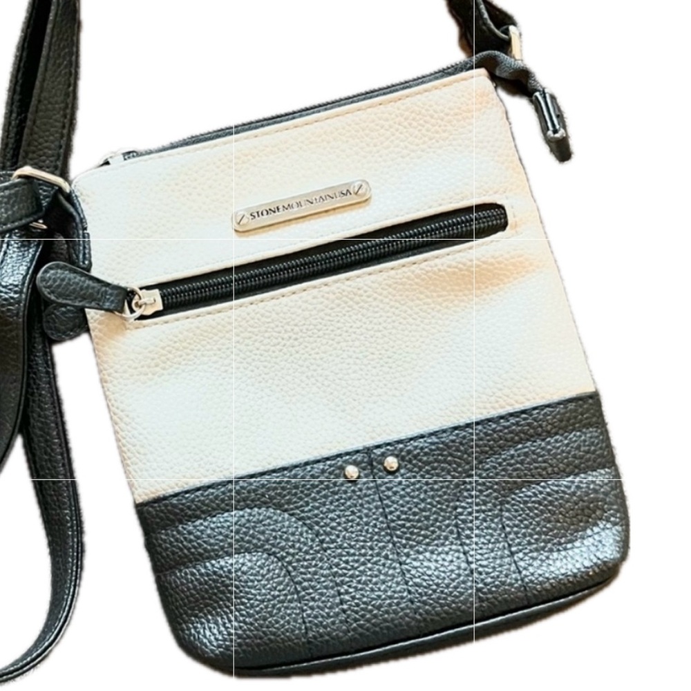Small Crossbody bag | Adjustable Strap| Two Tone Black/Cream - Stone Mountain